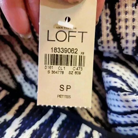 Loft Women's Black & White Cotton/Poly Geometric Print Asymmetrical Wrap Pencil - Picture 12 of 13